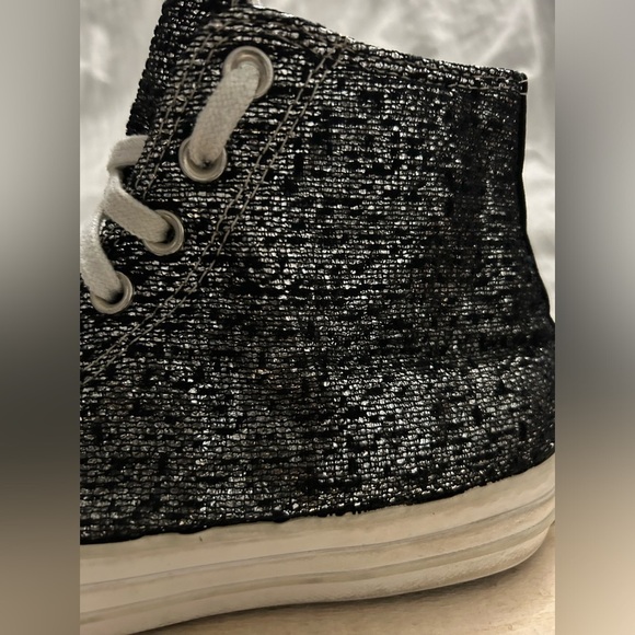 Womens Converse CTAS Hi Black Silver Bling Shoes 570985F Size 10 - Picture 4 of 8